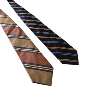Jos.A.Bank 100% Silk Tie‎ Stripes Set of 2 NEW w/tags Preppy Retro Black Brown